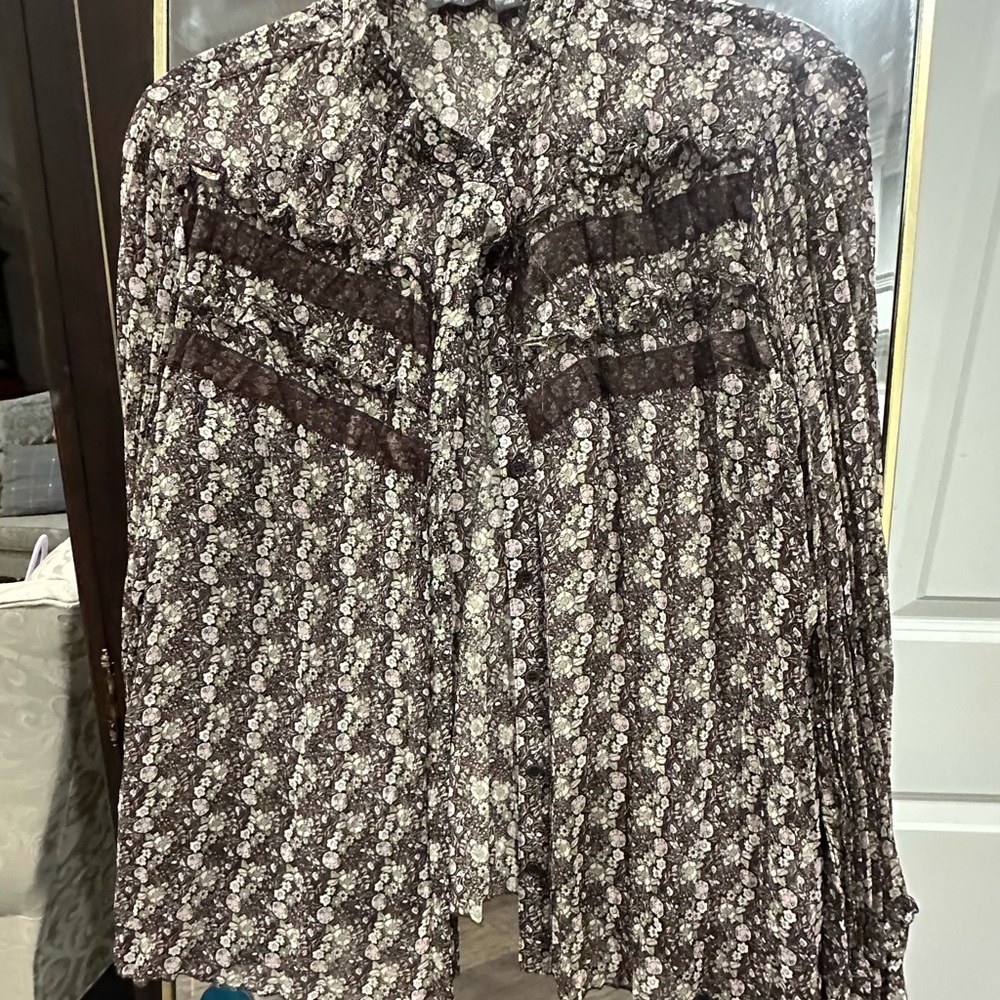 Apt 9…Floral Lace Women's Top - Brown and White
